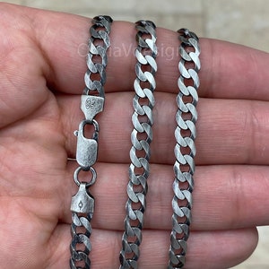 3mm 925 Solid Cuban Curb Chain Sterling Silver Real Men Women