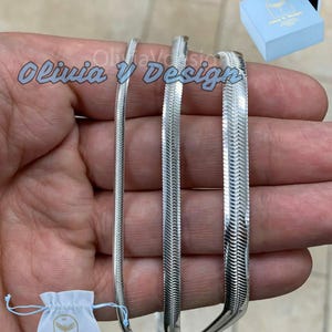 Sterling Silver Oval Herringbone Chain: Italian Flex Layering Necklace