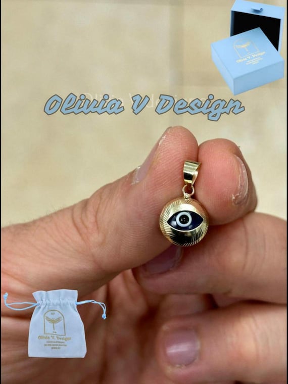 Ciondolo con occhio maligno in oro giallo 14k: talismano in vetro di Murano con taglio a diamante - Italia
