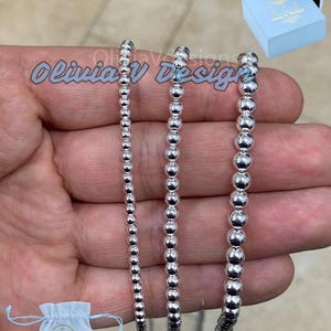Solid 925 Sterling Silver Italian Ball Bead Chain Necklace, Made in Italy, 3mm 4mm 5mm, Sterling Silver Ball Chain, Ball Necklace Chain