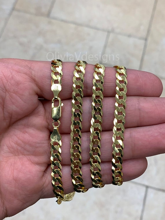 Brass Curb Chain High Quality Gold Plated Curb Chain, Rhodium Silver Curb Chain, Chunky Flat Curb Chain 2 Sizes 5mm or 9mm Fast Ship