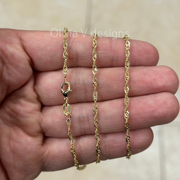 Collier corde Singapour plaqué or jaune 18 carats pour femme, superposition de chaînes, minimaliste