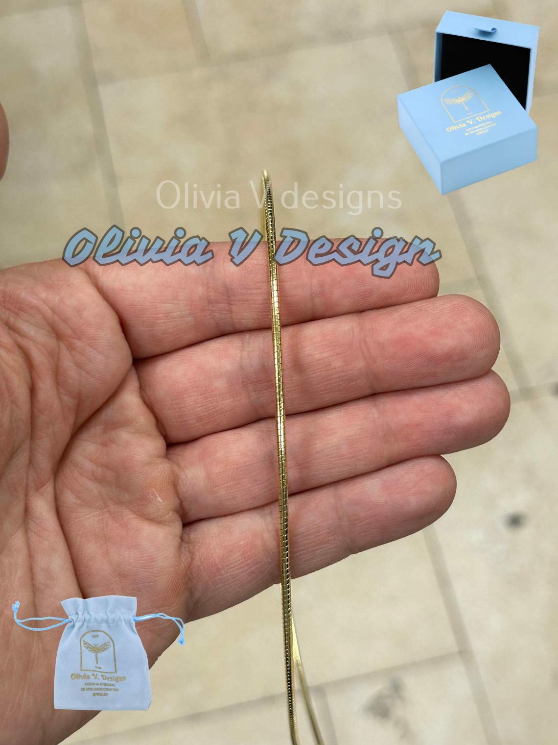 14Kゴールドメッキスターリングシルバーオメガネックレス - イタリア製