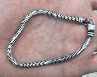 Bracelet chaîne serpent en argent sterling 925, 3 mm, finition oxydée, argent véritable 925, serpent rond