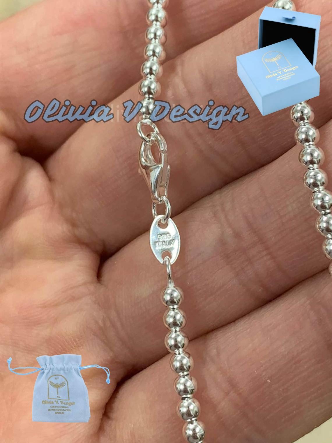 925 Sterling Silber Ball Halskette - 4 Mm - Österreich