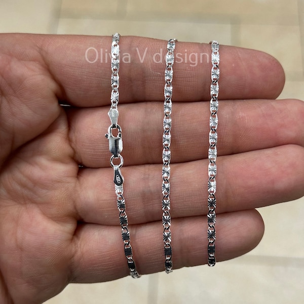 925 Sterling Silver 2.3mm Valentino Link Chain, Sterling Chain, 925, Genuine 925 Sterling Silver