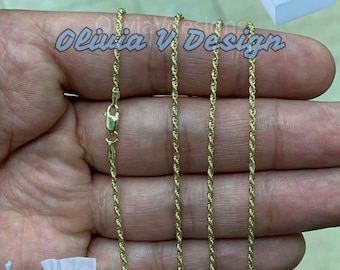 14k Gold Sparkle Rope Chain, 1.50mm Light Weight Necklace ,Everyday Chain, Twist Rope Chain, 16&quot; 18&#39;&#39; 20&#39;&#39; 22&#39;&#39; 24&#39;&#39; 26&#39;&#39; 28&#39;&#39; 30&quot; Gift