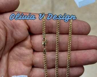 14K Solid Yellow Gold Miami Cuban Link Chain: 3.00MM