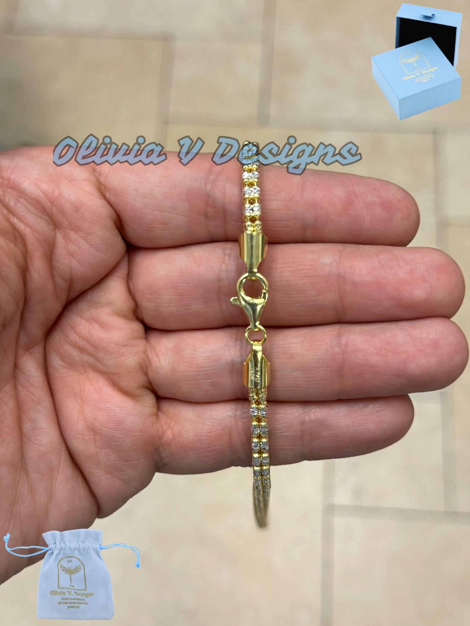 Diamond-cut Ice Link Chain: 14k Gold Plated Sterling Silver