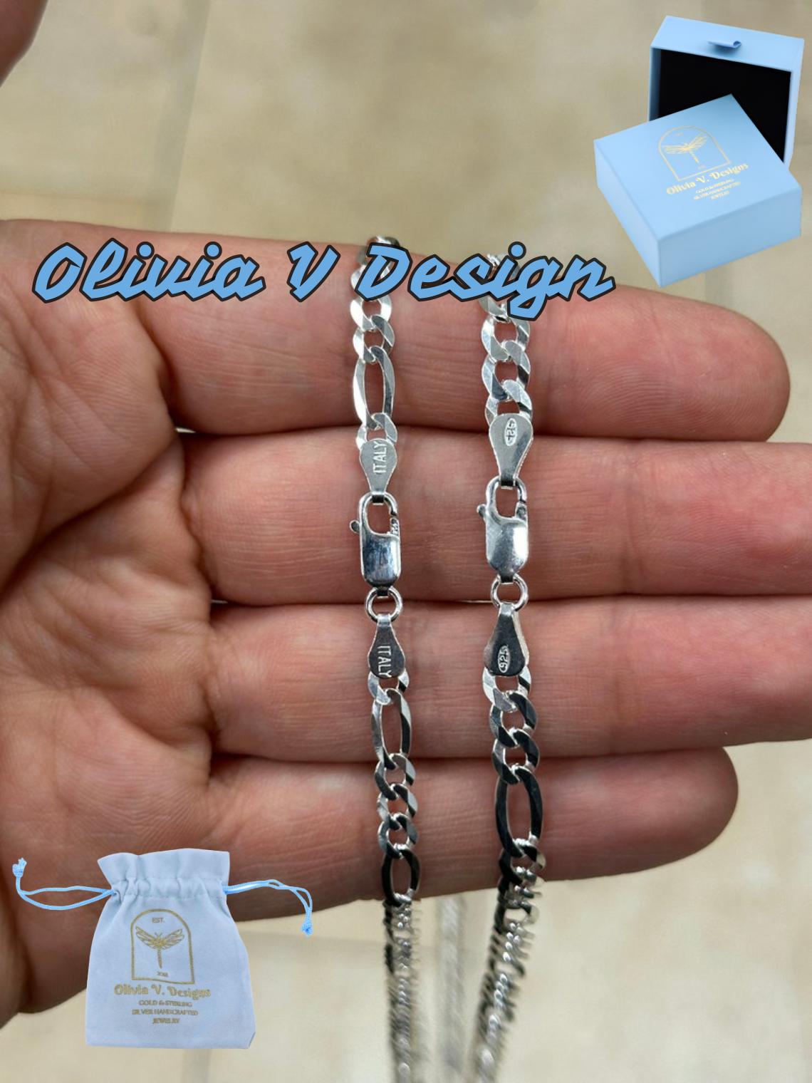 Sterling Silver Figaro Chain Necklace: Italian 4.4mm/5.4mm - Etsy