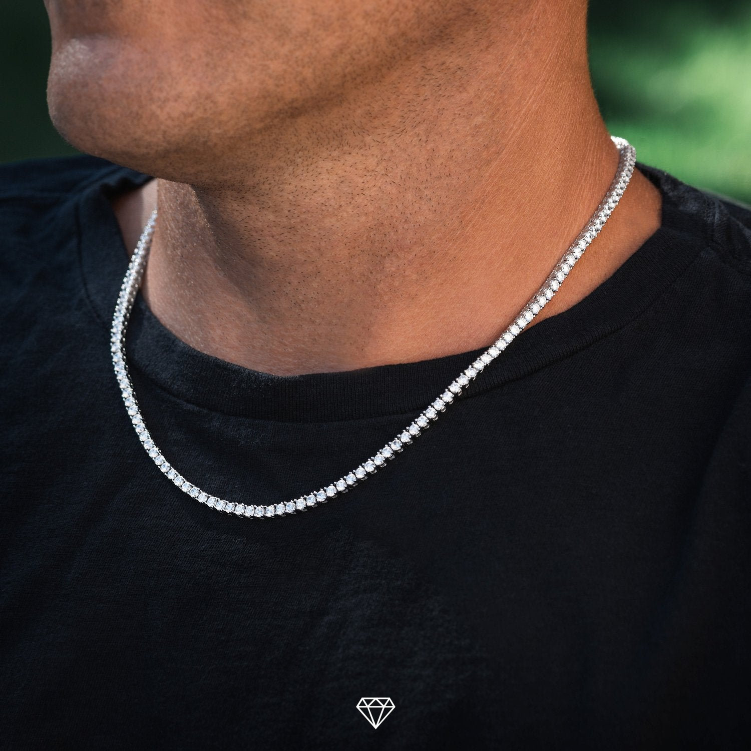 3MM Iced Out Diamond Tennis Chain Men's Jewelry - Etsy Norway