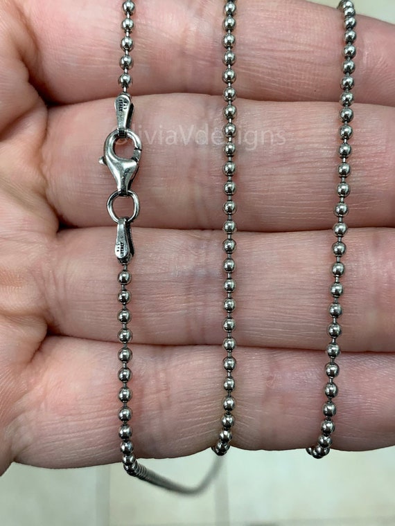 Solid 925 Sterling Silver Ball Bead Chain Necklace, Silver Ball Necklace,  Ball Chain Jewelry, Silver Chains, Dog Tag Chain