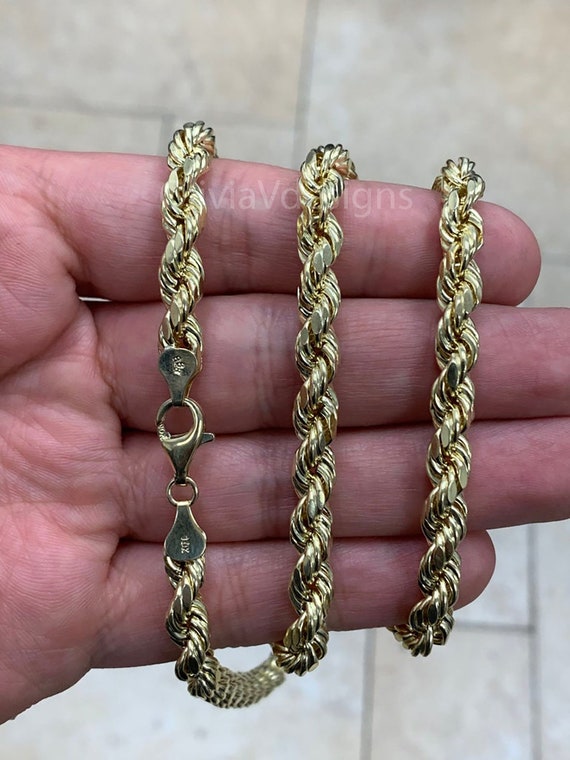 14K 6mm Solid Yellow Gold Rope Chain. Classic Rope Chain. Mens Gold Chain.