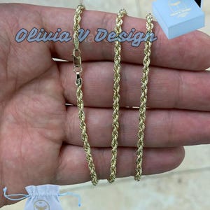 10K Massiv Gelbgold Halskette Gold Seil Kette, 10K Gold Seil Kette, 10K Seil Kette, Seil Goldkette, Diamantschliff, Männer, Frau 3 mm