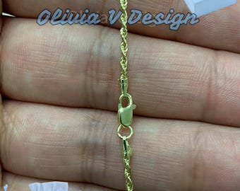 14k Gold Sparkle Rope Chain: Lightweight Necklace