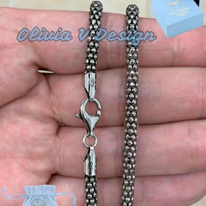 Oxidized Sterling Silver Popcorn Chain 4.5mm: Boho Necklace Chain