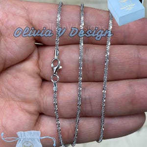 Sterling Silver Margarita Chain Necklace: Italian Diamond Cut Rock Chain