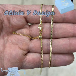 14k Yellow Gold Over 925 Sterling Silver Valentino Adjustable Chain Necklace 24&quot; 1.5mm, 925 Sterling Silver, Valentino