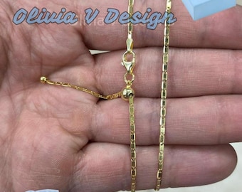 14k Gold Over Sterling Silver Valentino Chain Necklace - Adjustable 24"