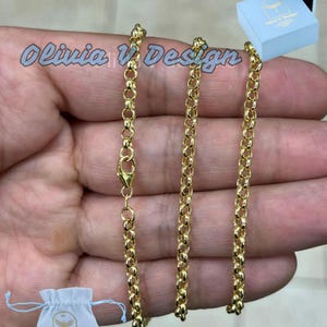 10K Solid Yellow Gold Rolo Necklace Chain 3.50mm 16'' 18'' 20'' 22'' 24''  - Round Cable Link - Rolo - 10k Real Gold