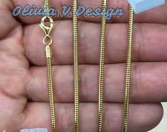 14K Gold Plated Sterling Silver Snake Chain Necklace (2mm)