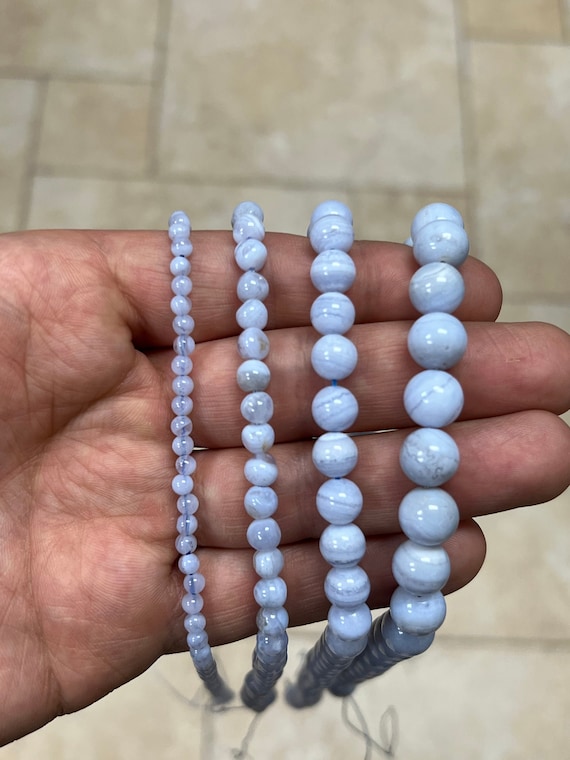  12MM Weathered Blue Agate Round Loose Beads Natural Gem Beads  Crystal Energy Stone Beads for Jewelry Making DIY Bracelet Necklace