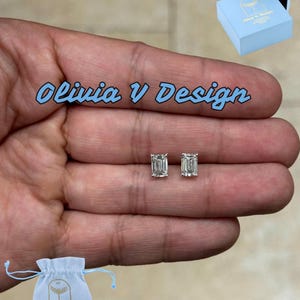 IGI Certified 2.09 Carats Emerald Cut Lab Grown Diamond Studs 14k White Gold, Push Back, Diamond Studs, Emerald Cut Earrings, G VVS2