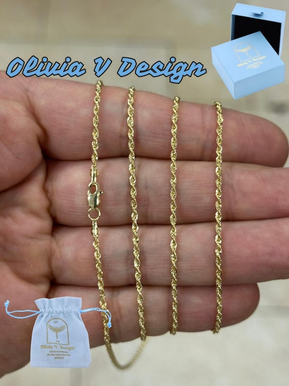 18K Solid Gold Rope Chain Necklace