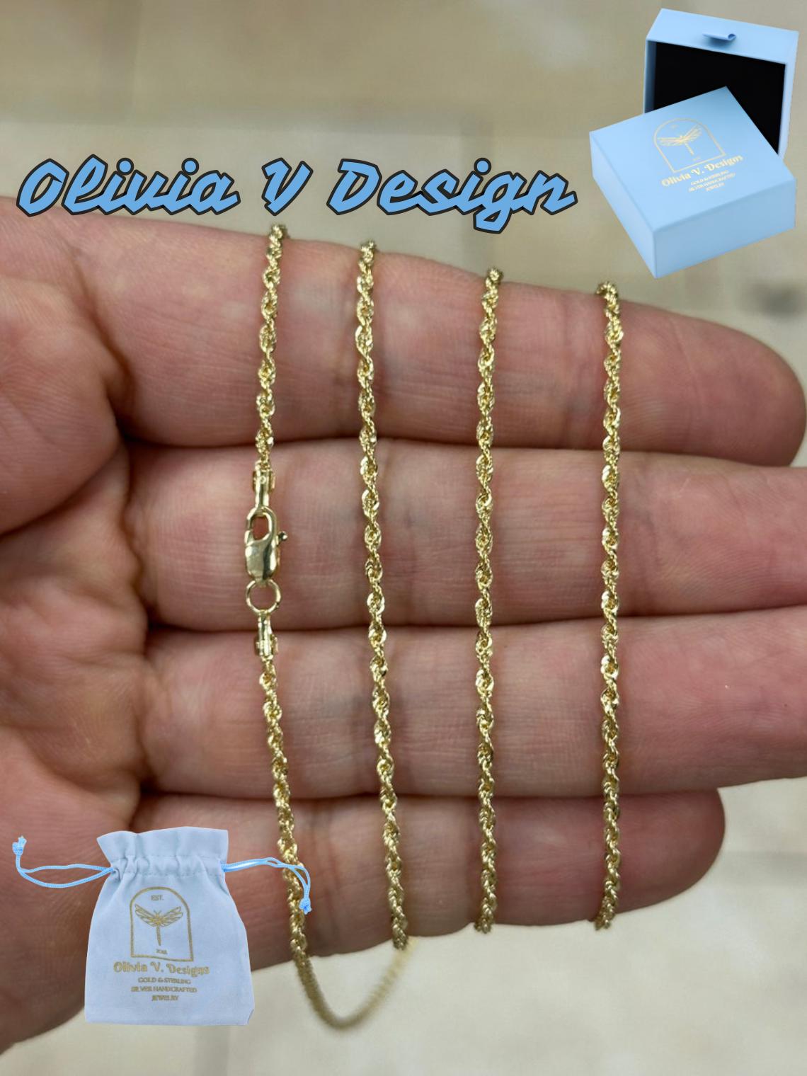 18K Solid Gold Rope Chain Necklace - 1.80mm - Etsy