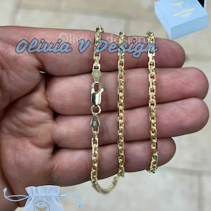 14k Yellow Gold Sterling Silver Forzentina Link Chain Necklace (3mm)