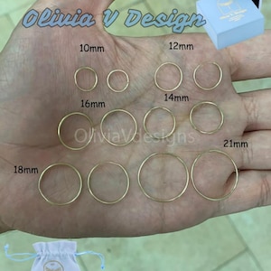 Gouden oorringen | Gouden eindeloze hoepels | 14k gouden hoepels | Eindeloze gouden hoepels | 10 mm 12 mm 14 mm 16 mm 18 mm 21 mm ringen | Oorringen | Eindeloze hoepel