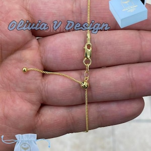 14K Gold Over Sterling Silver Curb Cuban Chain - Adjustable 1mm