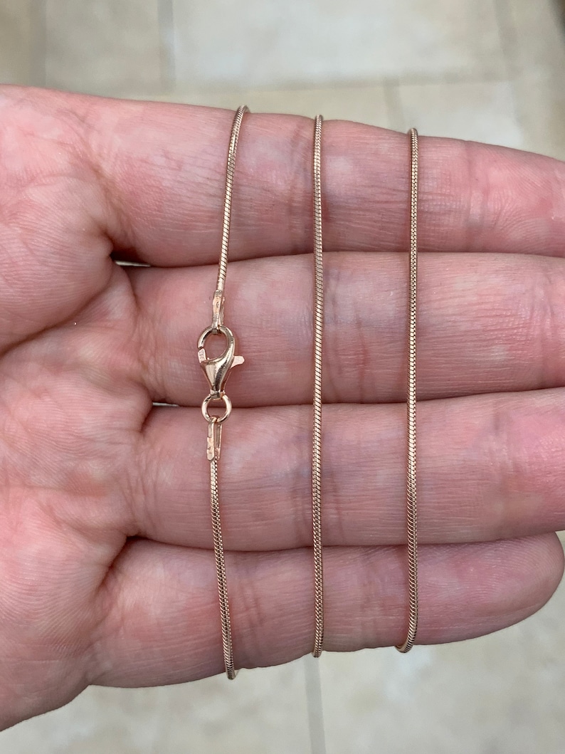 Rose Gold Snake Chain Necklace 925 Sterling Silver/14K Rose Etsy
