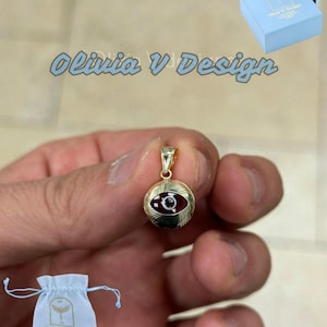 14k Gelbgold Griechisch Evil Eye Anhänger, Dainty Eye - Echtes 14k Gelbgold - Talisman viel Glück, , Schutz, Diamantschliff, rot, 12 mm