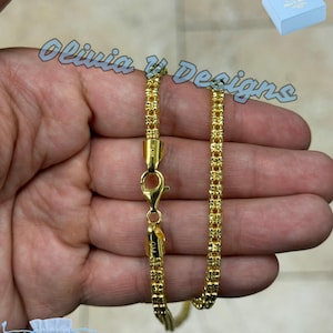 Diamond-Cut Ice Link Chain: 14k Yellow Gold Plated Sterling Silver