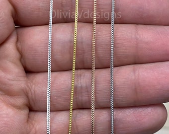 925 Sterling Silver Silver Franco Wheat Foxtail Necklace 24" 1mm, Choose From Silver, Rhodium, 14k Yellow Gold, 14k Rose Gold