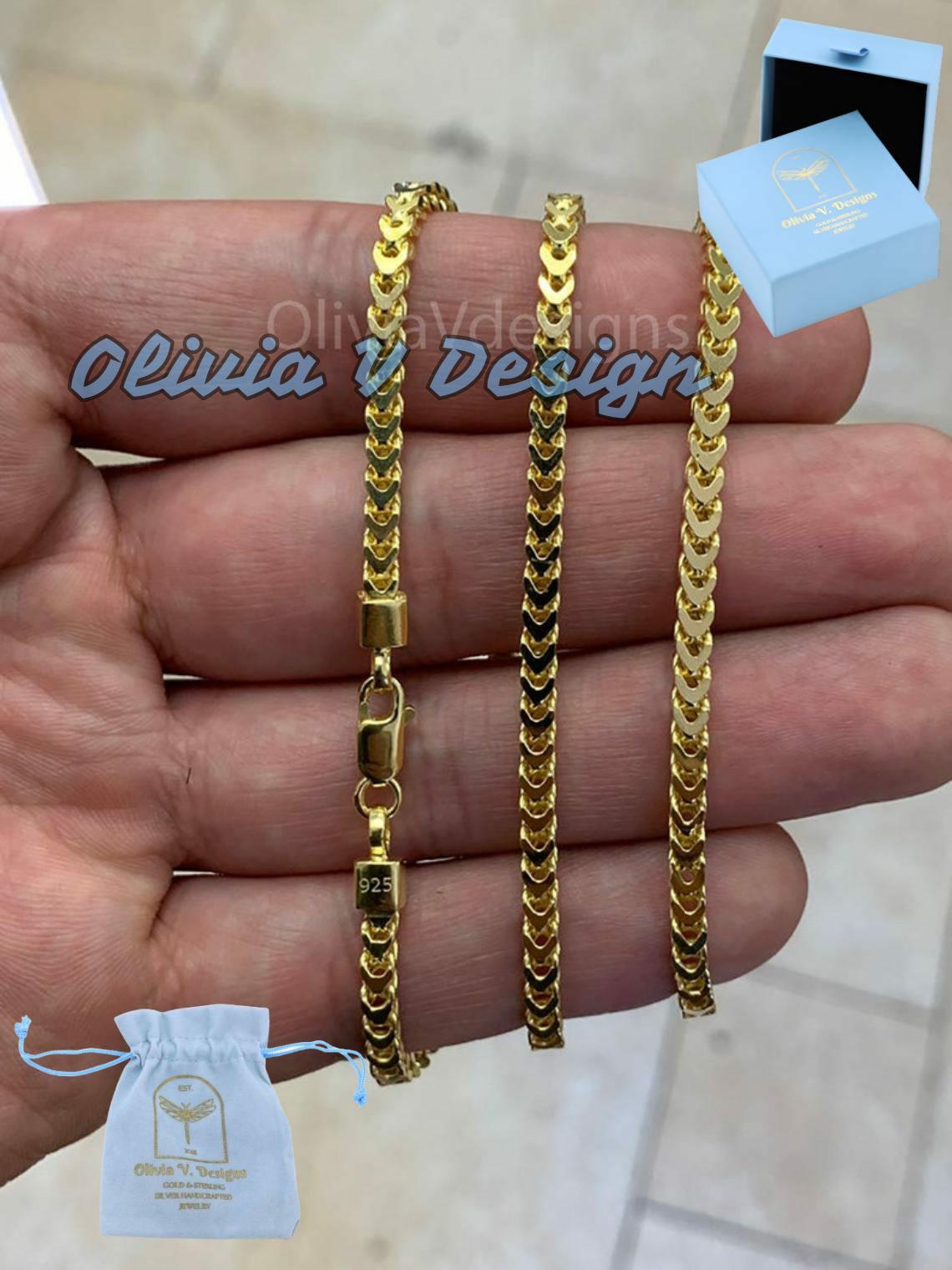 Figaro Kette 14K Gold-vergoldete Halskette über 925er Sterlingsilber - 2,5 Mm Franco-Kette Mit Lobsterverschluss 14K Goldvergoldete Halskette