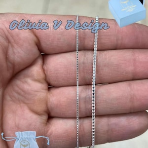 Adjustable 925 Sterling Silver Box Chain Necklace (1mm or 1.3mm)