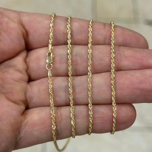 Genuine 18K Solid Genuine Gold Rope Chain 1.80mm 10'' 16'' 18'' 20'' 22'' 24'' 26'' 28'' 30'' Lobster Clasp, 18K Gold Necklace, Genuine 18K image 2
