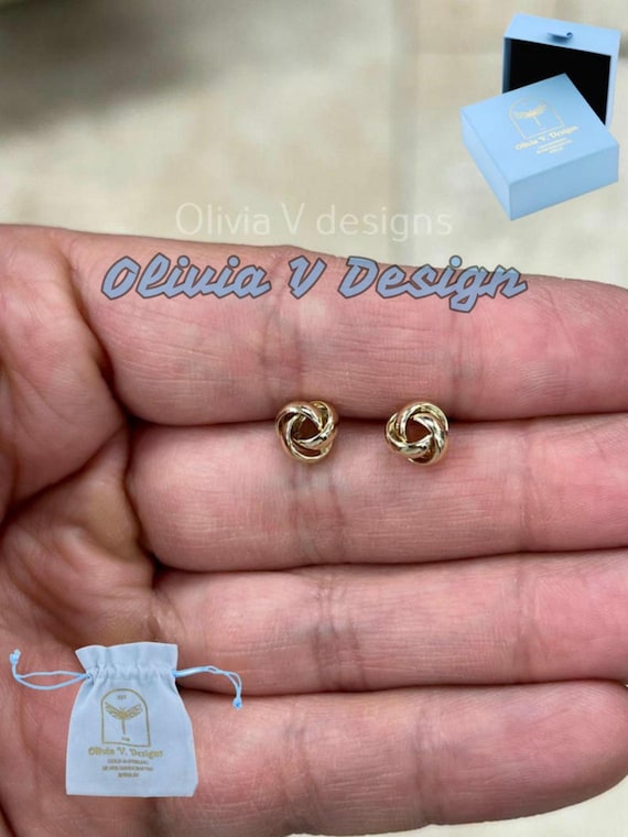 14K Solid Yellow Gold Love Knot 8mm High Polish Earring