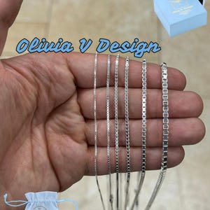 925 Sterling Silver Box Chain 1.5mm 1.8mm 2.20mm 3mm, Sterling Silver Chain, .925 Sterling Silver, Made In Italy, 16'' Through 30''