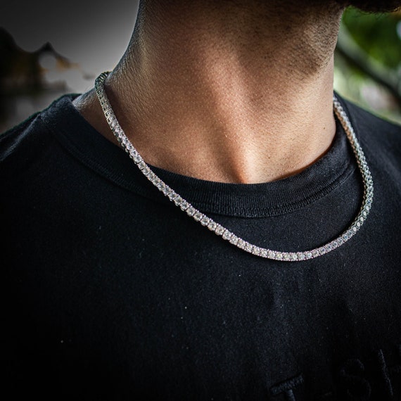 New 4MM Iced Out tennis Bracelet Necklace Men Tennis Chain Fashion Hip-Hop  Jewelry Women 16/18/20/24/30inch Choker Chain Gift