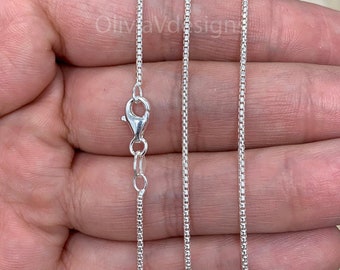 Round Box Chain, 1.3mm Round Box Chain, Sterling Silver Chain, .925 Sterling Silver, Mens or Womens Chain, Unisex, Made in Italy
