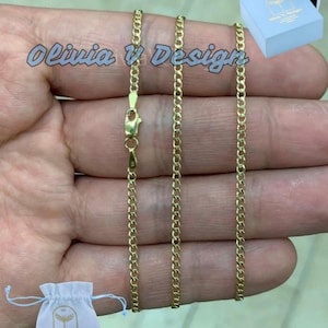 10K Solid Yellow Gold Cuban 2.00MM Link Chain Necklace 16&quot; 18&quot; 20&quot; 22&quot; 24&quot; 26&#39;&#39; 30&#39;&#39; ,Layering Chain , Everyday Minimal Chain, 10K Gold