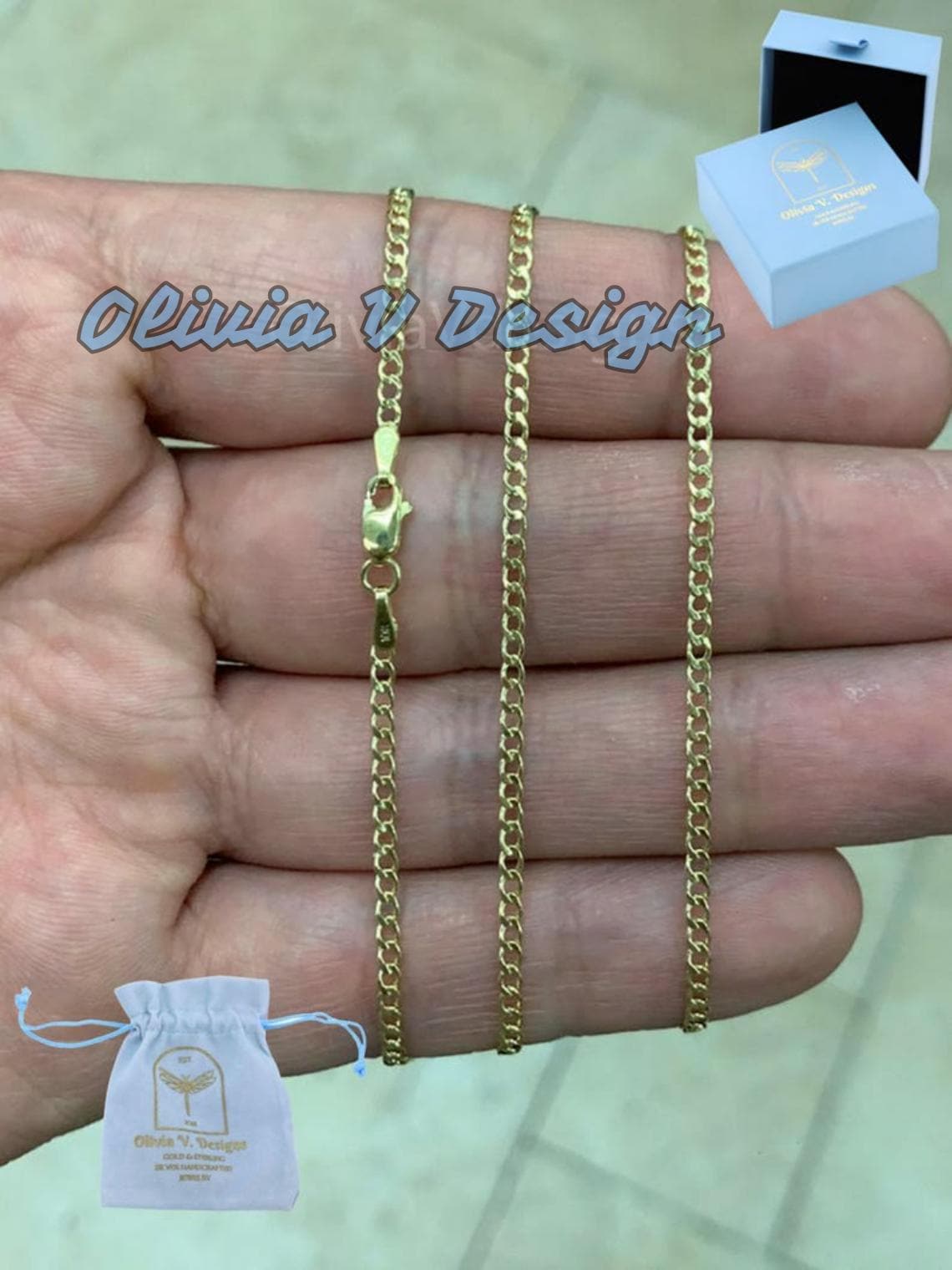 10K Solid Yellow Gold 2.00MM Cuban Link Chain Necklace