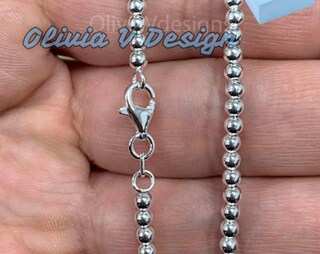 Collana Uomo In Argento 925 Con Catena A Sfere - Bling Jewelry - 18 Pollici (45 Cm), 3 Grammi, Made In Italy, Nichel-Free