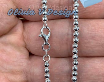 Collana Uomo In Argento 925 Con Catena A Sfere - Bling Jewelry - 18 Pollici (45 Cm), 3 Grammi, Made In Italy, Nichel-Free