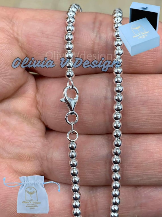 COLLANA A SFERA Con Taglio A Diamante In Argento Sterling 925 - Foto 2