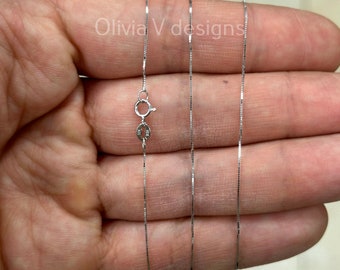 Solid 10K White Gold Box Chain Necklace, Delicate Dainty Layered Necklace, Everyday Necklace, Simple chain, Best Seller, Gift, Anniversary