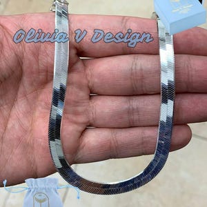 Sterling Silver Herringbone Chain: 7mm Italian Snake Necklace